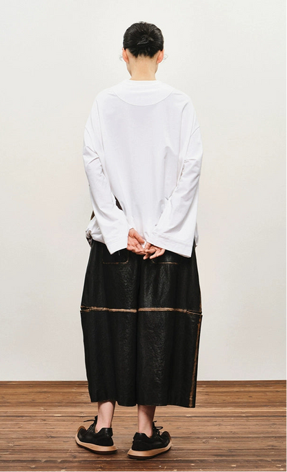 ZHUCHONGYUN  Print Loose Dropped Shoulder Long Sleeve Top-KOUSEI.