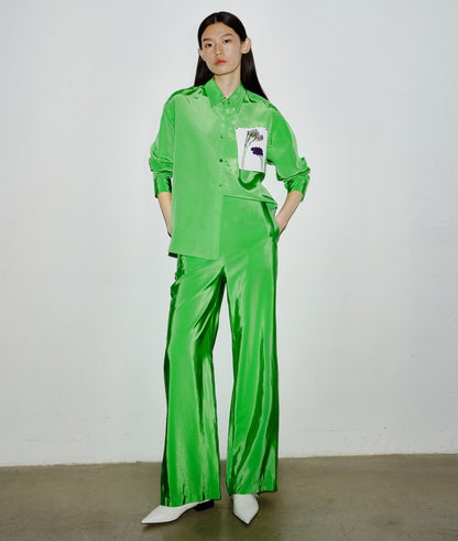 COMME MOI women's green wear wide-leg pants - ABIGAIL.