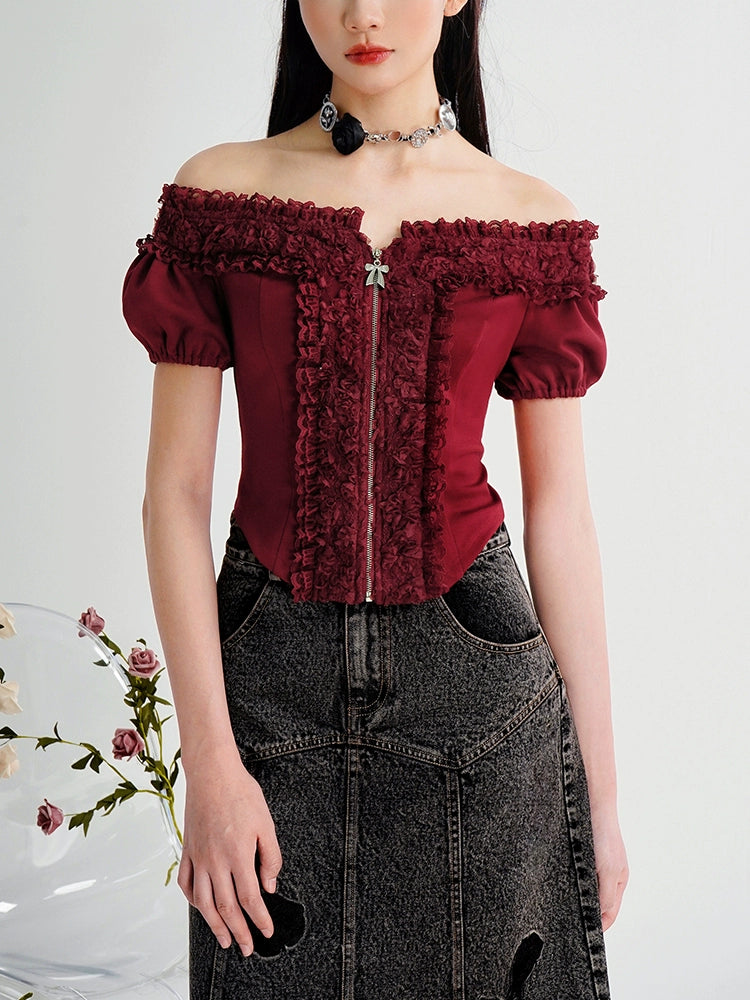 CHECOCRE Chic Stubble Fashion Temperament Embroidered Denim Skirt - FLUTTER