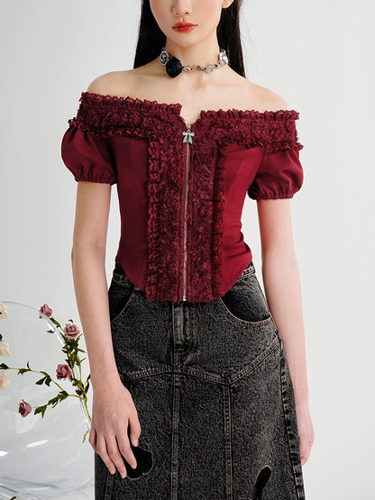 CHECOCRE Chic Stubble Fashion Temperament Embroidered Denim Skirt - FLUTTER