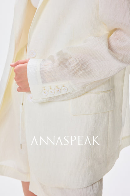 ANNASPEAK pearl gloss texture suit drawstring shorts-GRANS.