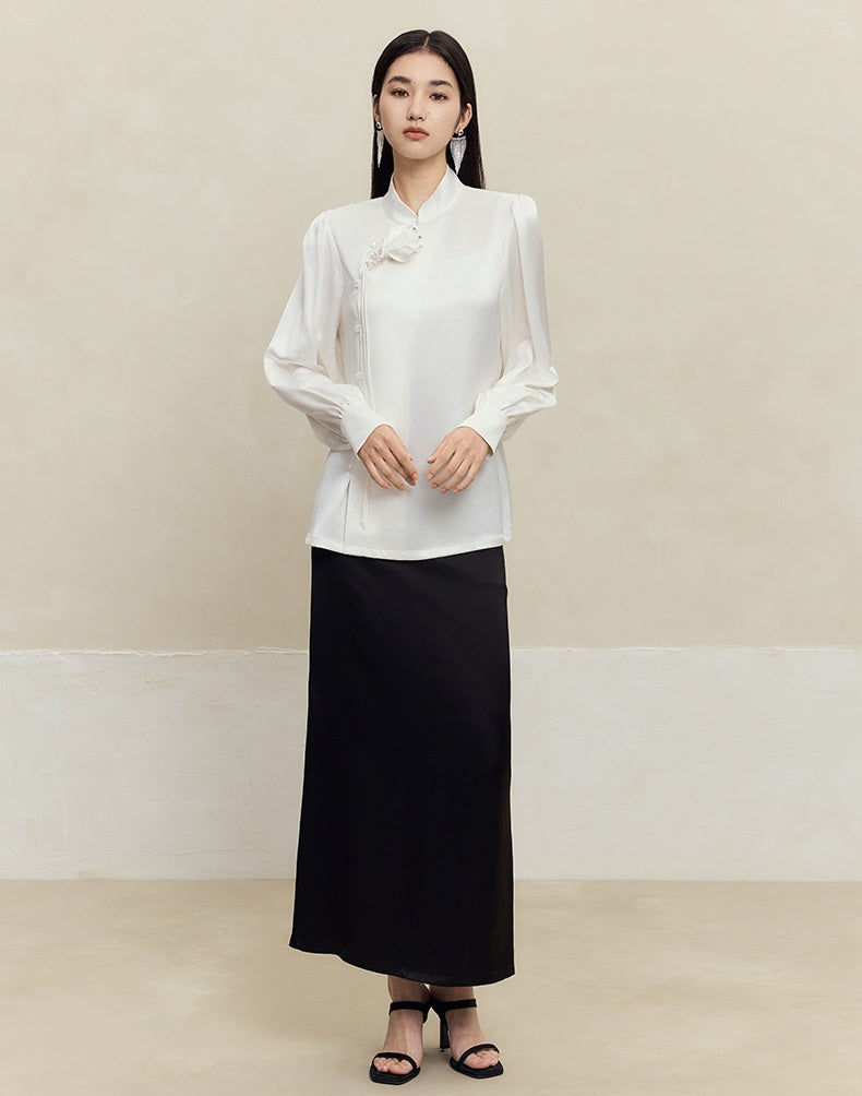 HECO acetate drape feeling thin long skirt women - great.