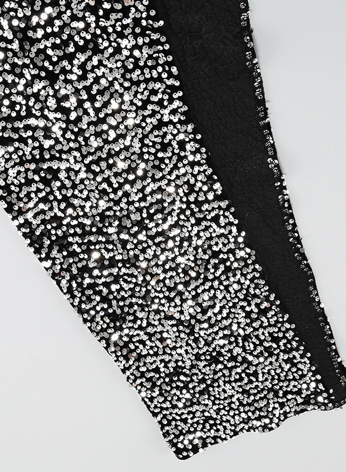 DOLLY Luxury Black Sleeveless Sequin Halter Neck Irregular Hem Sexy Cocktail Dress-ANASTASIA