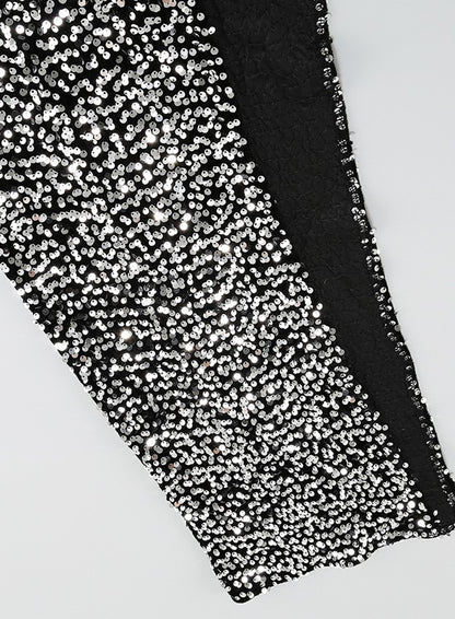 DOLLY Luxury Black Sleeveless Sequin Halter Neck Irregular Hem Sexy Cocktail Dress-ANASTASIA