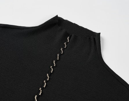 COMME MOI Lu Yan designer's new studded bead long-sleeved wool knitted sweater- REX.