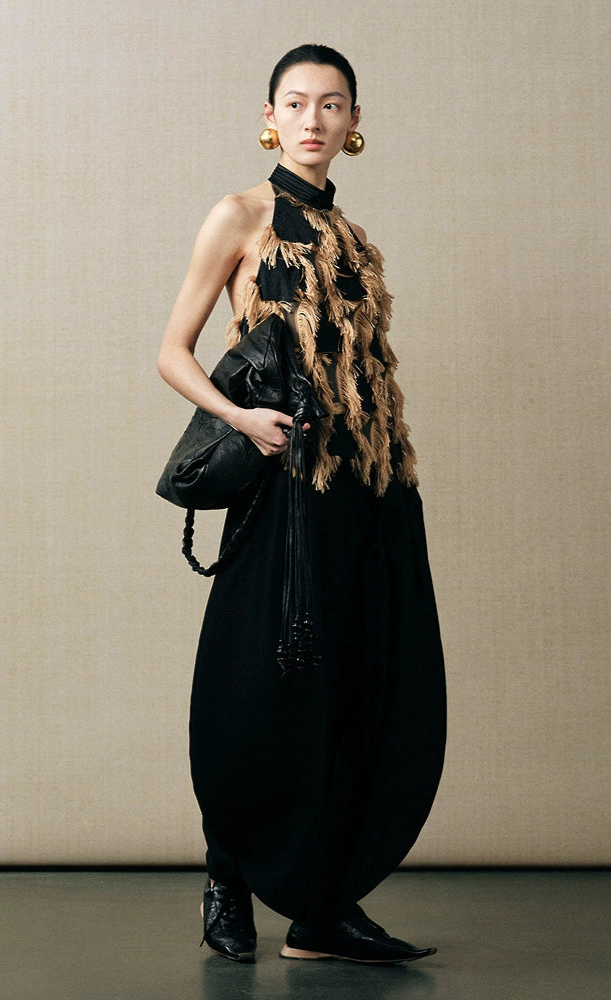 ZHUCHONGYUN draped tassel jacquard sleeveless halter neck suspender top-MAOTOME.