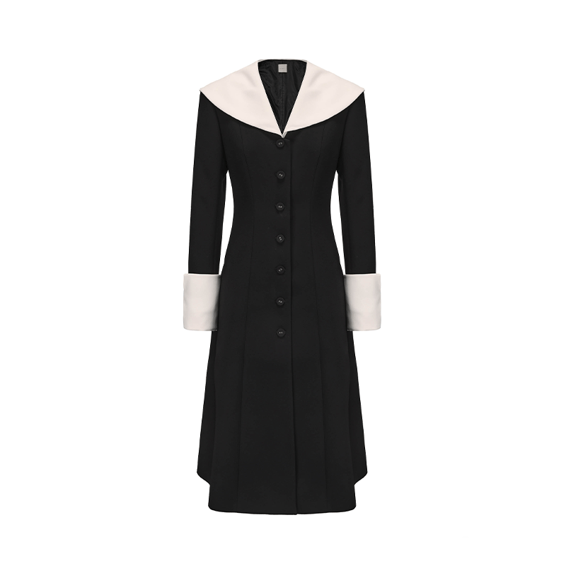ATELIER MISS LU lapel contrast patchwork receiver waist dress - AVALON.