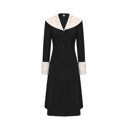 ATELIER MISS LU lapel contrast patchwork receiver waist dress - AVALON.
