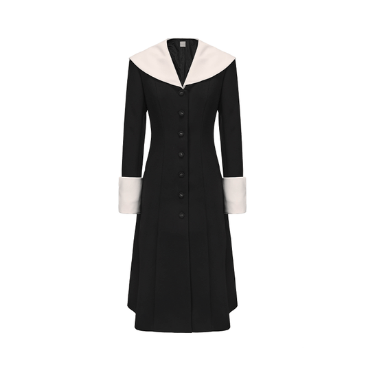 ATELIER MISS LU lapel contrast patchwork receiver waist dress - AVALON.