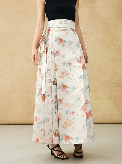 HECO Jacquard Horse Face Pleated Maxi Skirt  - COARSE.