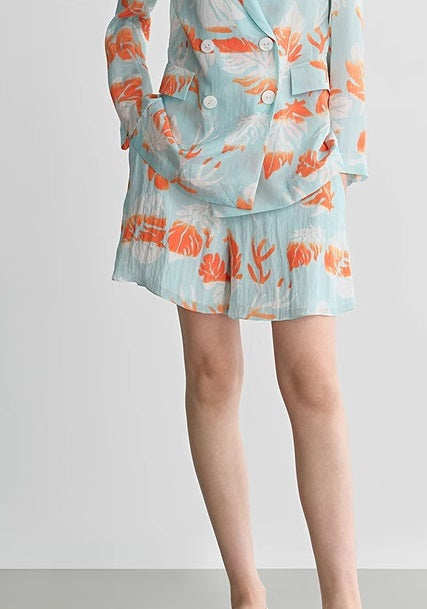 COMME MOI Lv Yan designer summer fashion casual resort style printed shorts - AMELIA.