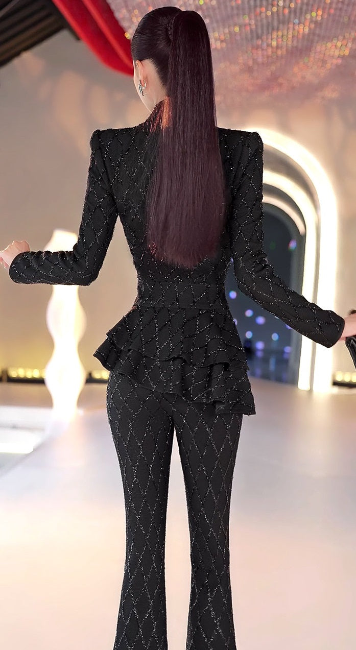 VJE New Double-breasted Skirt Top Micro Flared Pants Two-Piece Set - MINO.