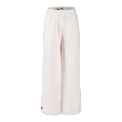 Le Palais Vintage Luxury White Fur Hand bag Plush Vest High Waist Wide-leg Pants Suit-Sonia