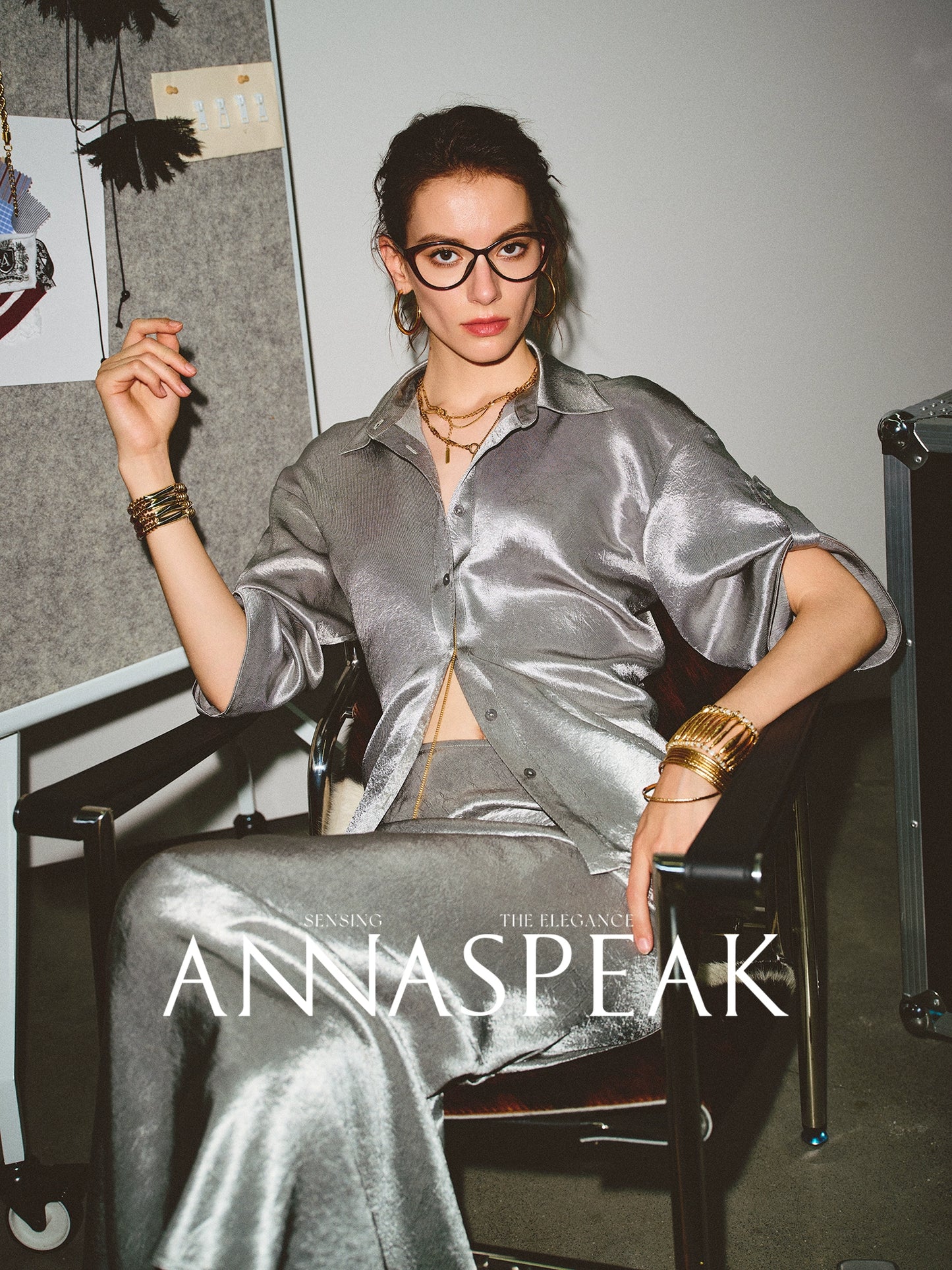 ANNASPEAK cut slightly wrinkled NAIA acetic acid slimming top mermaid skirt-NANA.