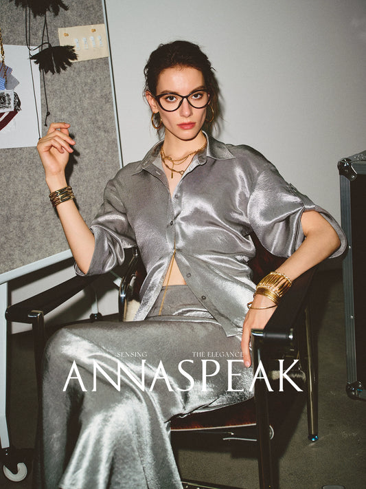 ANNASPEAK cut slightly wrinkled NAIA acetic acid slimming top mermaid skirt-NANA.