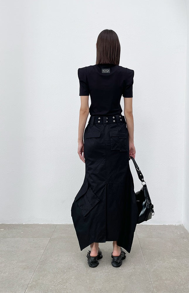 ANNAKIKI  geometric split workwear style skirt - JIHYO.
