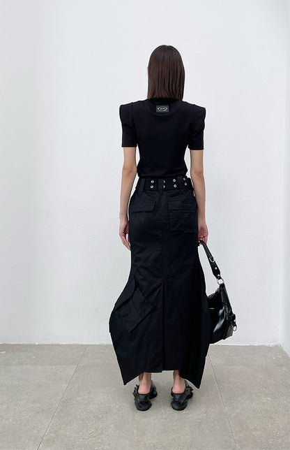 ANNAKIKI  geometric split workwear style skirt - JIHYO.