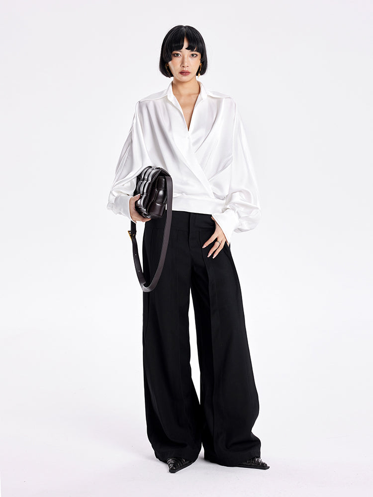 TINY IN v-neck dolman sleeve satin casual top -GAG