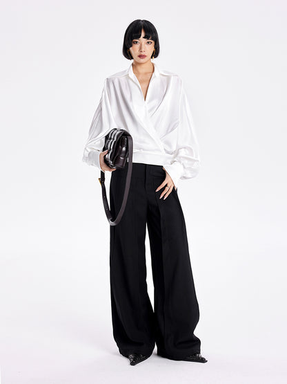 TINY IN v-neck dolman sleeve satin casual top -GAG