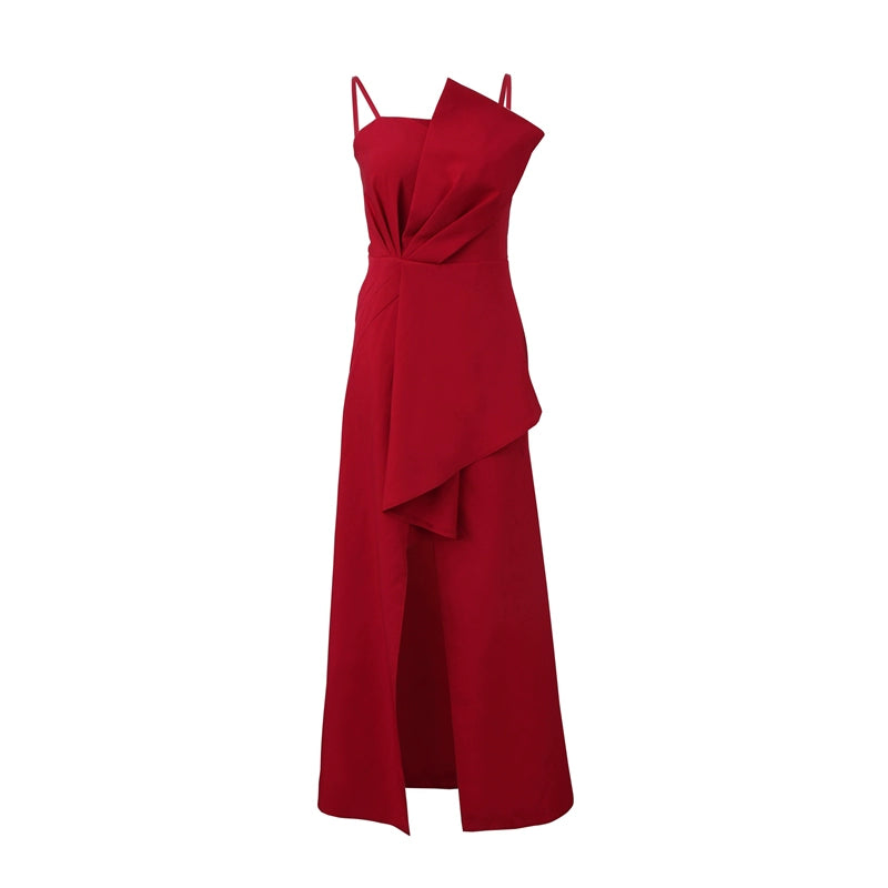 DOLLY Elegant Retro Style Sleeveless Tube Top Long Slit Business Dinner Dress-KIKE