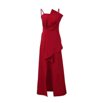 DOLLY Elegant Retro Style Sleeveless Tube Top Long Slit Business Dinner Dress-KIKE