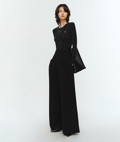 COMME MOI Lu Yan designer new women's clothing Henry collar color-blocked slim T-shirt - ENOUGH.