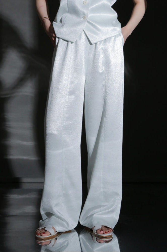 PIAOIN light luxury satin glossy heavy acetate suit pants  -HARPER