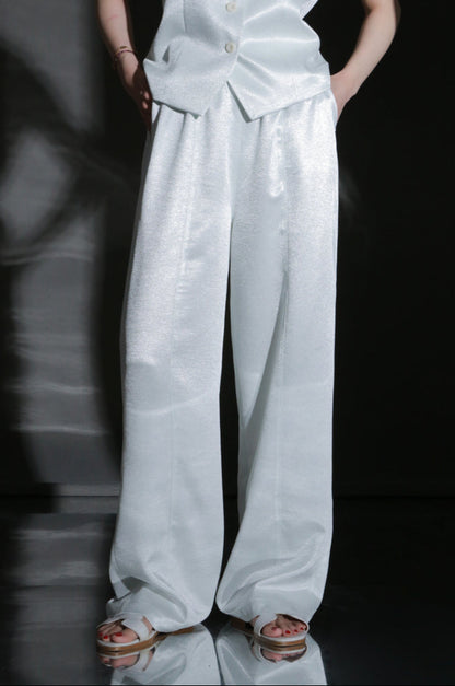 PIAOIN light luxury satin glossy heavy acetate suit pants  -HARPER