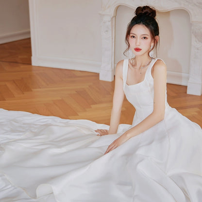 Dolly Elegant Retro Style Square Collar Sleeveless High Waist Formal Dinner Dress- DARANA