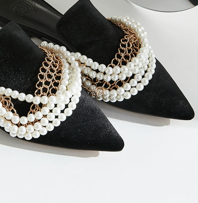 B-FEI pearl mules elegant single shoes-HUDS.