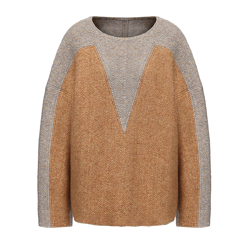 ATELIER MISS LU Love Geometric Fun Contrasting Sheep Wool Sweater - NESS.