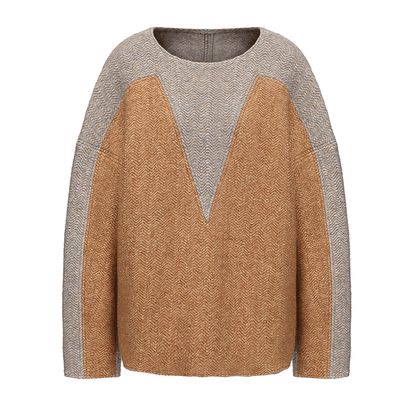 ATELIER MISS LU Love Geometric Fun Contrasting Sheep Wool Sweater - NESS.