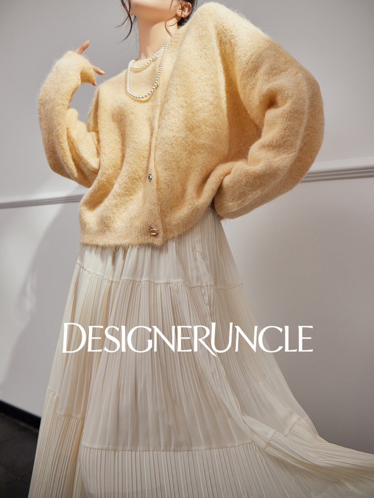 DGU "Suying" gray wool knitted sweater commuting slimming versatile top - EVID.