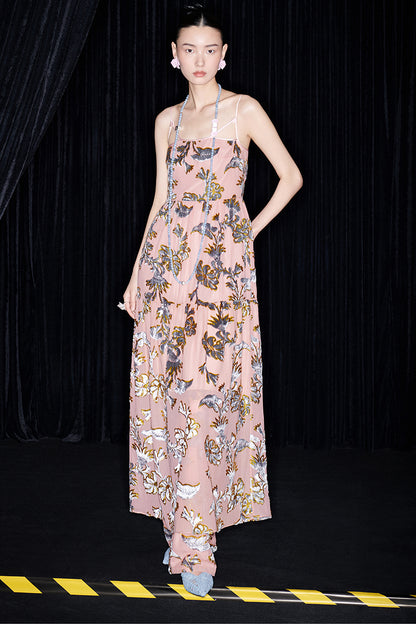 M essential Mackay designer velvet wide-hem slip dress Pants set - twe.