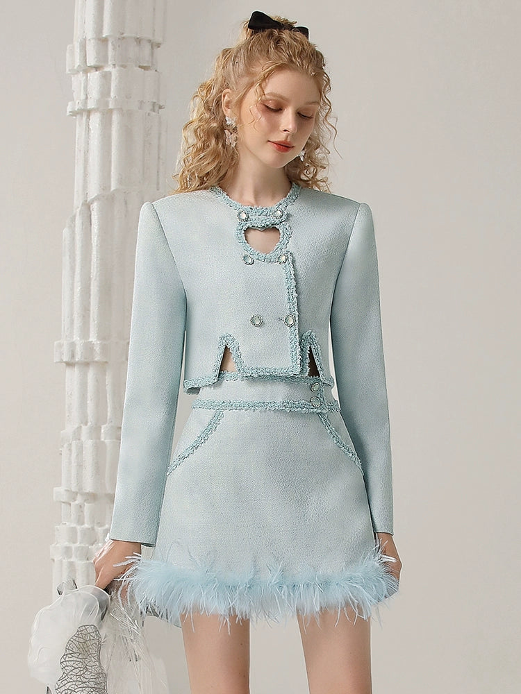 CHECOCRE  Elegant French Sweet Temperament Style Blue Suit Dress - PIKE