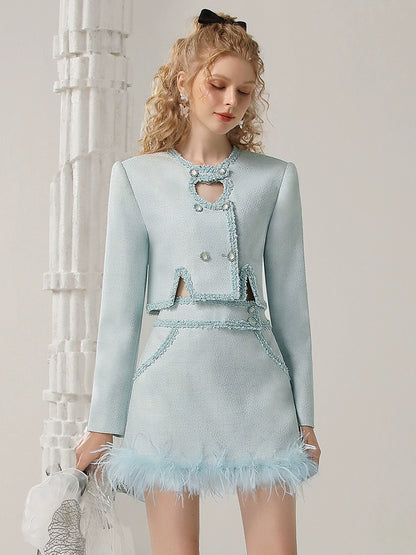 CHECOCRE  Elegant French Sweet Temperament Style Blue Suit Dress - PIKE
