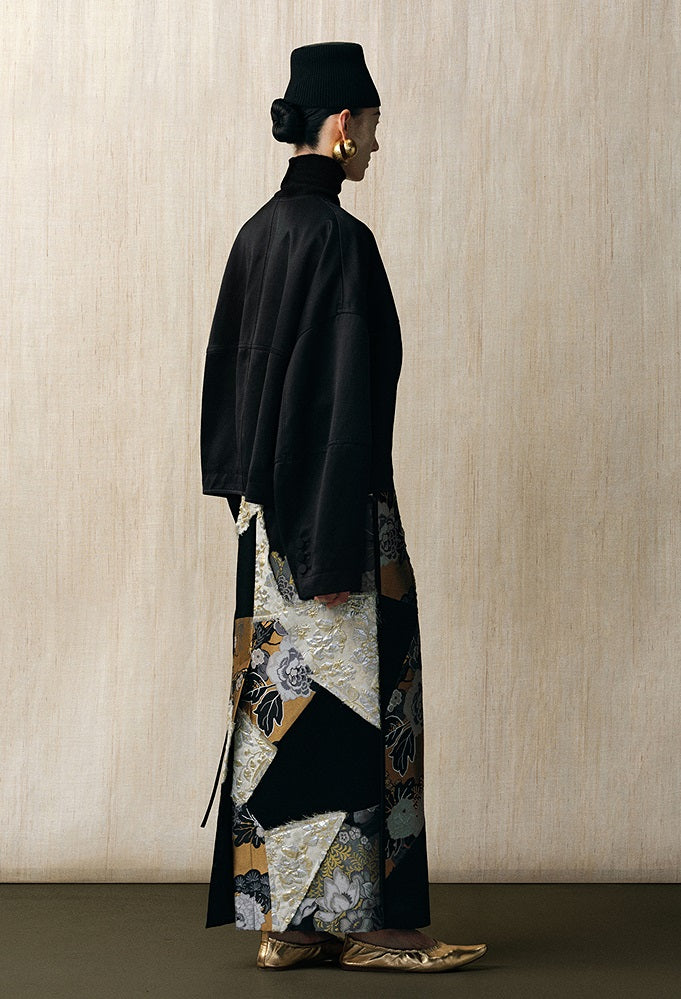 ZHUCHONGYU stitched jacquard straight long skirt--OTOSAKA.
