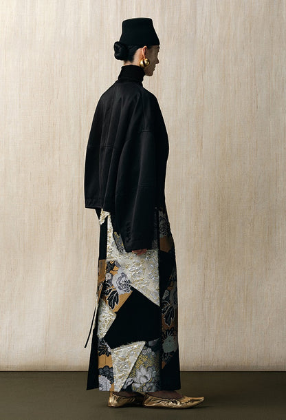 ZHUCHONGYU stitched jacquard straight long skirt--OTOSAKA.