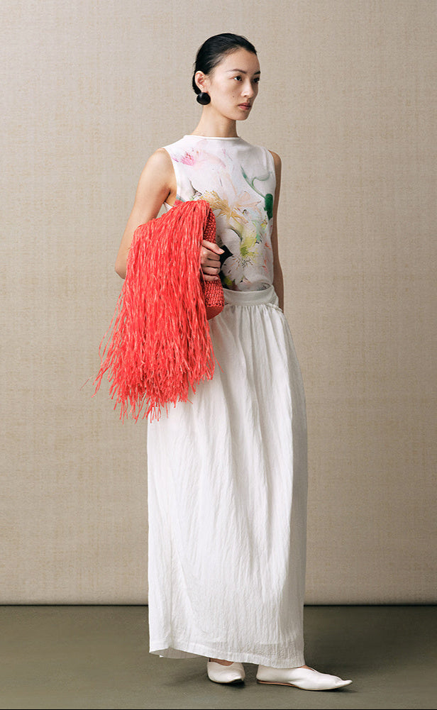 ZHUCHONGYUN white pleated adjustable pocket cocoon-shaped straight skirt-NODE.