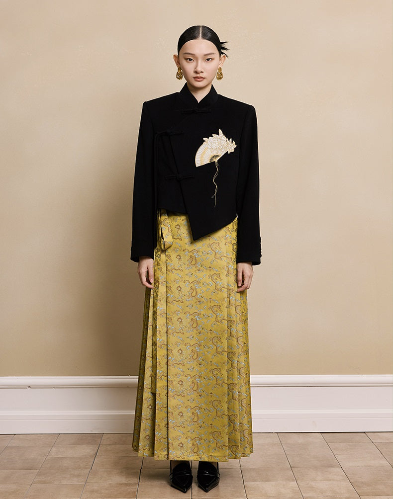 HECO Camellia Embroidered Tweed Short Jacket - crow.