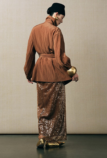 ZHUCHONGYUN sequin embroidery straight knit skirt and vest-REM.