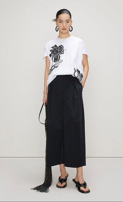 ZHUCHONGYUN ink print cotton short sleeve t-shirt -KIKI.