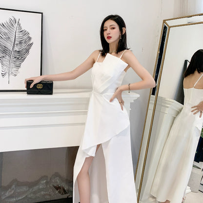 DOLLY Elegant Retro Style Sleeveless Tube Top Long Slit Business Dinner Dress-KIKE