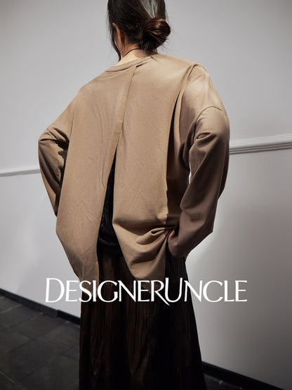 DGU |Hazelnut New Loose Crew Neck Niche Design Basic Versatile Simple Top - GREAT.