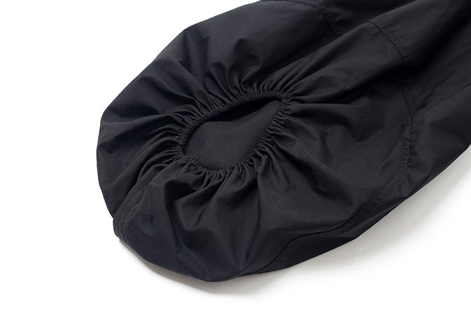 ZHUCHONGYUN Cotton Black Pinch Pleated Loose Straight Shirt--CHIDOME.