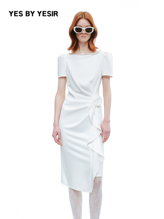 YES BY YESIR | Swaying Floral Pleated Short Sleeves Dress - FLORIANA.