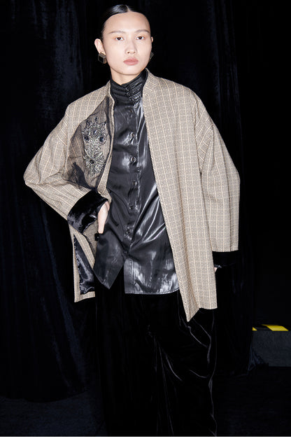 M essential Mackay designer brand embroidered new Chinese cardigan top - grunt.