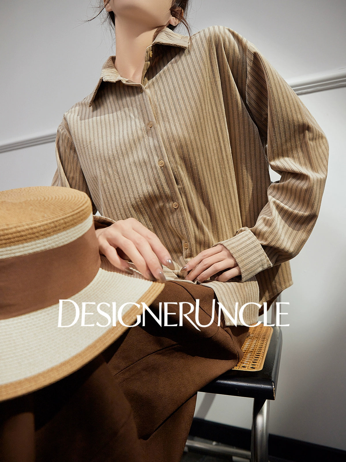 DGU |Mocha Light Luxury Versatile Design Niche Long-Sleeved Loose Top  - Louis.