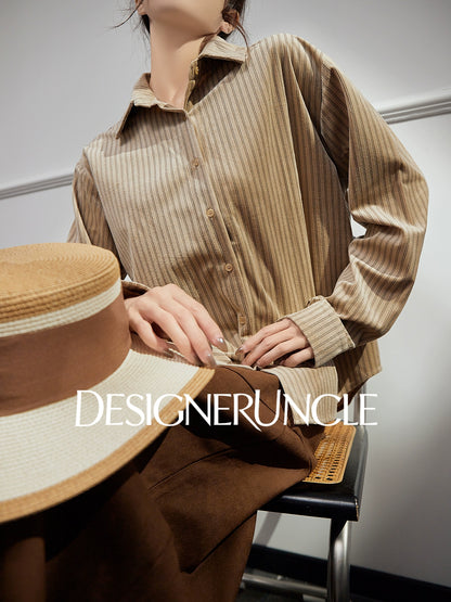 DGU |Mocha Light Luxury Versatile Design Niche Long-Sleeved Loose Top  - Louis.