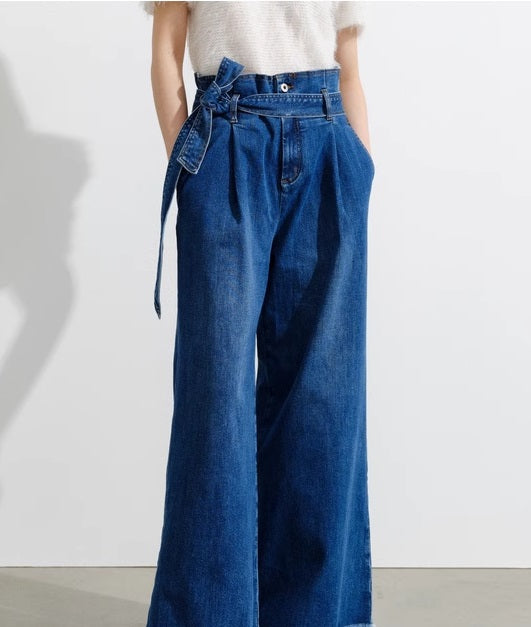 COMME MOI Lu Yan designer women's fashion stretch high-waisted wide-leg jeans - RILEY.
